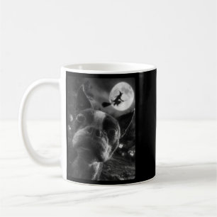 Caneca De Café Mulher Boston Terrier Selfie Lua Cheia Voando