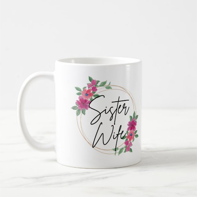 Caneca De Café Mulher-Café, Irmã Floral Cor-de-Rosa (Esquerda)