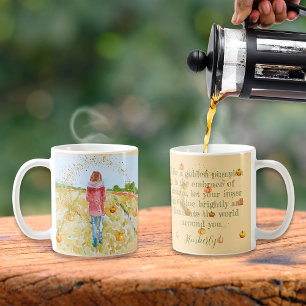 Caneca De Café Mulher Caminhando Um Pumpkin Patch Inspiracional