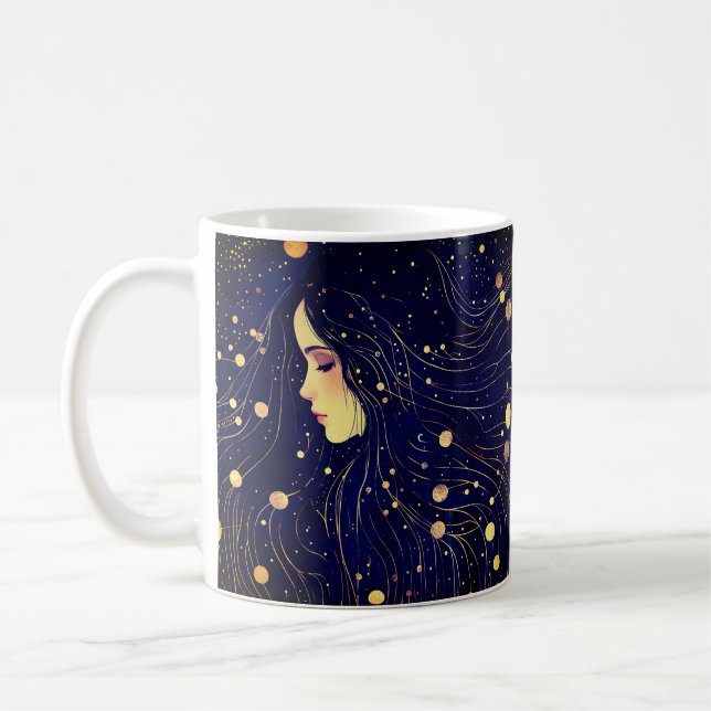 Caneca De Café Mulher Celestial Deusa Lua Estende Céu (Esquerda)