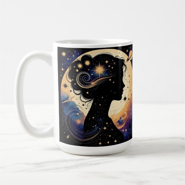 Caneca De Café Mulher Celestial Elegante Silhueta (Esquerda)