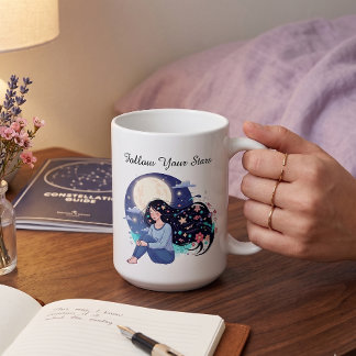 Caneca De Café Mulher Celestial Segue Tuas Estrelas Arte Impresso
