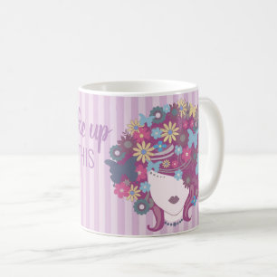 Caneca De Café Mulher com Bonito Cotação Púrpura de Cabelo Flor