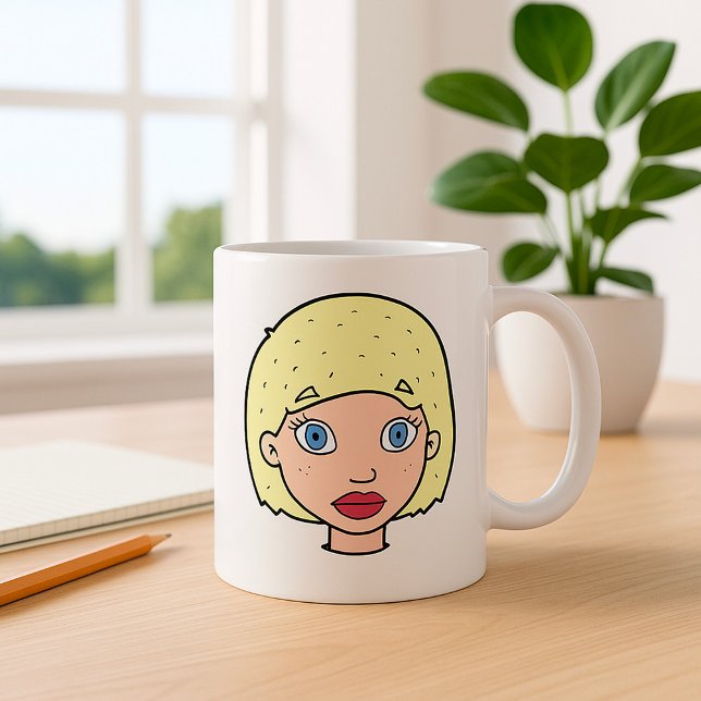 Caneca De Café Mulher Com Cabelo Amarelo (Criador carregado)
