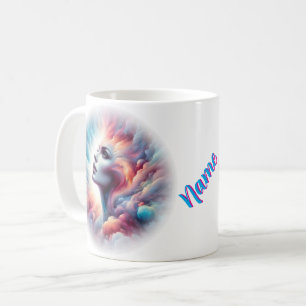 Caneca De Café Mulher com Cabelo Cosmico Aura