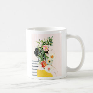 Caneca De Café Mulher com Flores