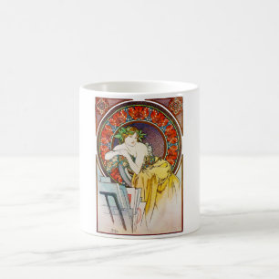 Caneca De Café Mulher com Papoula, Mucha