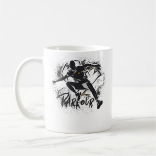 Caneca De Café Mulher Corredora de Parkour Esportivo