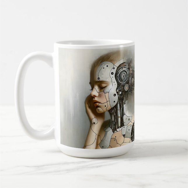 Caneca De Café Mulher Cyborg Ai Art (Esquerda)