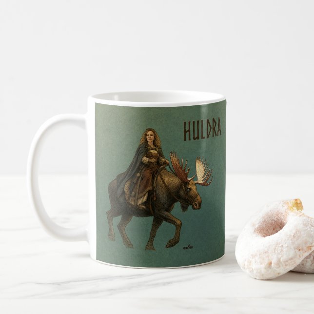 Caneca De Café Mulher da Floresta Huldra Nórdica (Com Donut)