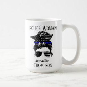 Caneca De Café Mulher da Polícia Thin Blue Line Personalizada