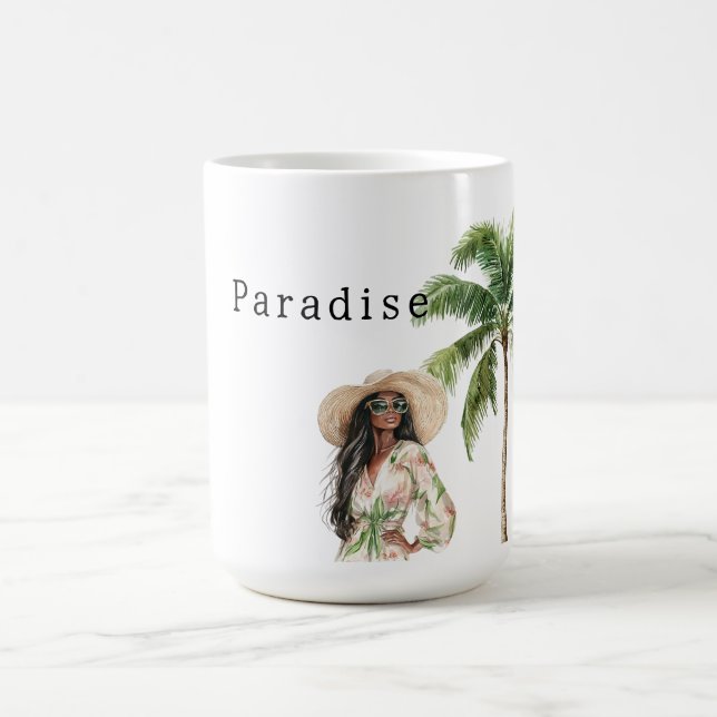 Caneca De Café Mulher da Praia de Palmeiras Tropicais (Centro)