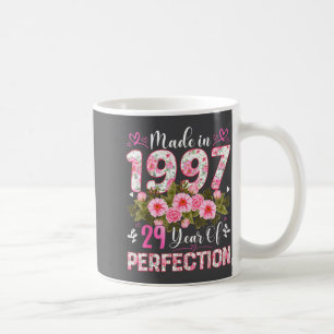 Caneca De Café Mulher de 29 Anos Feita Em 1997 Floral Aniversário
