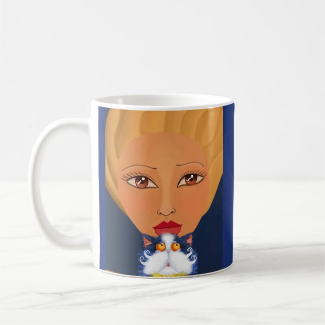 CANECA DE CAFÉ MULHER DE CAFÉ DE ARTE DE GATO (Esquerda)