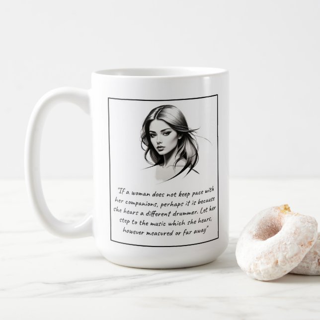 Caneca De Café Mulher - Diferente citação de Drummer (Com Donut)