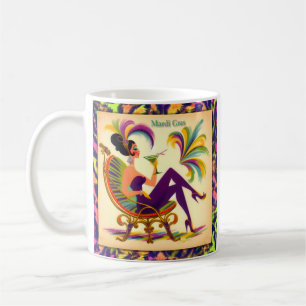 Caneca De Café Mulher do Mardi Gras de Meados do Século com Canec