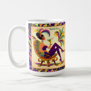 Caneca De Café Mulher do Mardi Gras de Meados do Século com um Ma