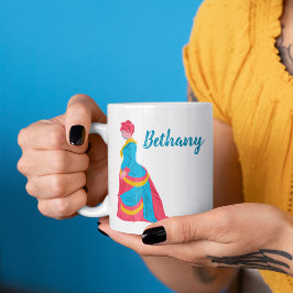 Caneca De Café Mulher do século XIX numa Pop de Arte de Vestido d