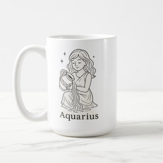 Caneca De Café Mulher do Zodíaco Aquário  (Esquerda)