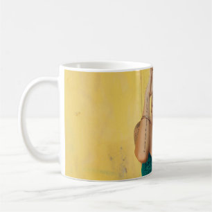 Caneca De Café Mulher em bralette azul segurando óculos de sol c