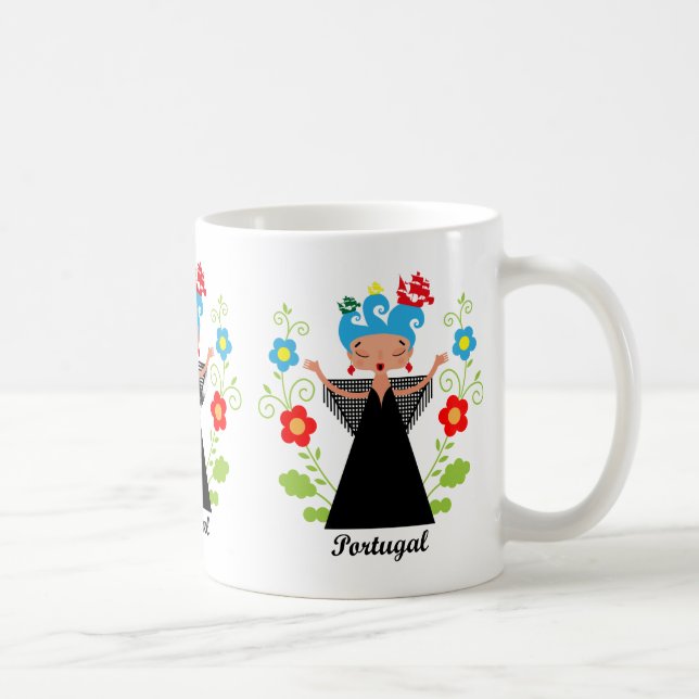 Caneca De Café Mulher fada cantora de caravela portuguesa (Direita)