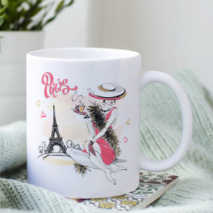 Caneca De Café Mulher Fashionável Moderna de Paris