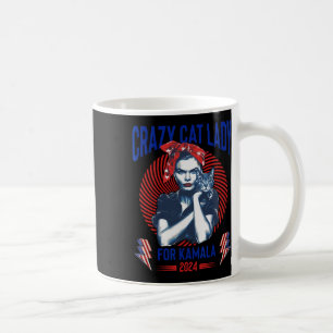 Caneca De Café Mulher Gato Louca Para Kamala 2024 Eleição De Kama