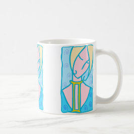 Caneca De Café Mulher Gemini 1920 em azul com símbolo