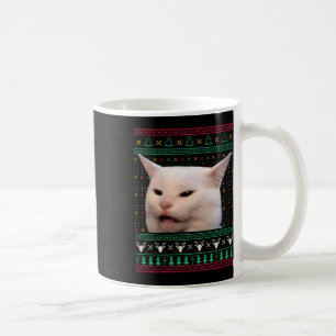 Caneca De Café Mulher Gritando Em Um Gato Suor De Natal Feio Engr