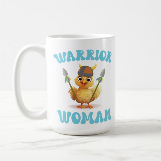 Caneca De Café Mulher Guerreira Bonita Viking Chicken (Esquerda)