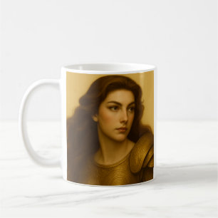 Caneca De Café Mulher Guerreira Medieval Dourada