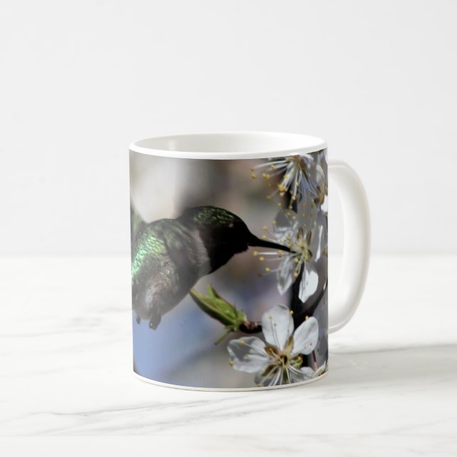 Caneca De Café Mulher Hummingbird na Plum Tree (Frente Esquerda)