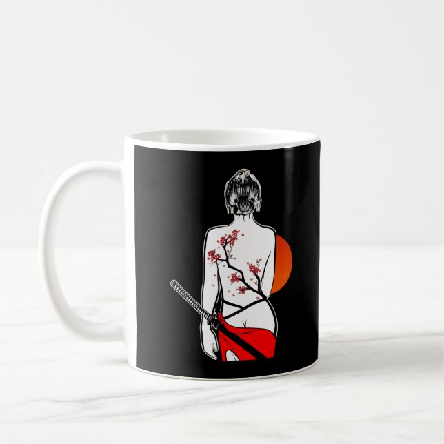 Caneca De Café Mulher japonesa Samurai Girl Sword Japão (Esquerda)