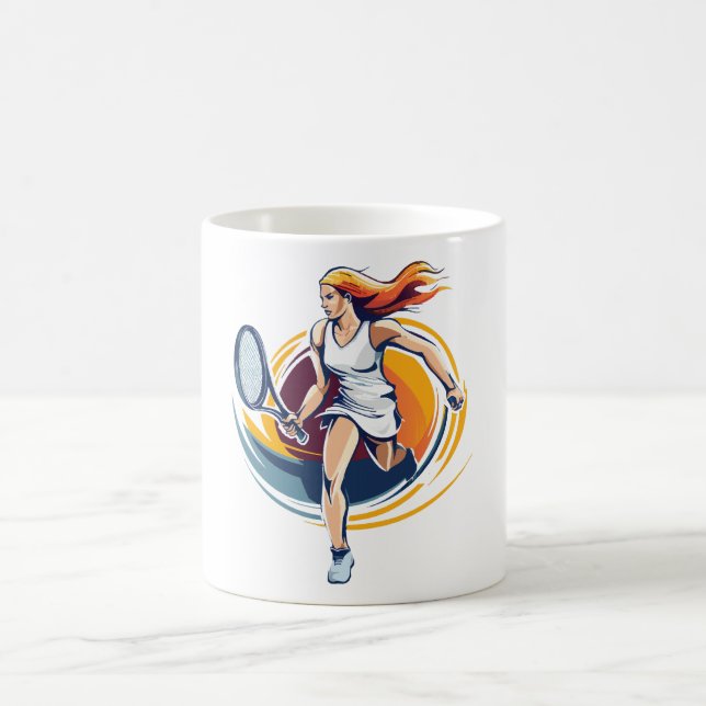 Caneca De Café mulher jogando ténis (Centro)