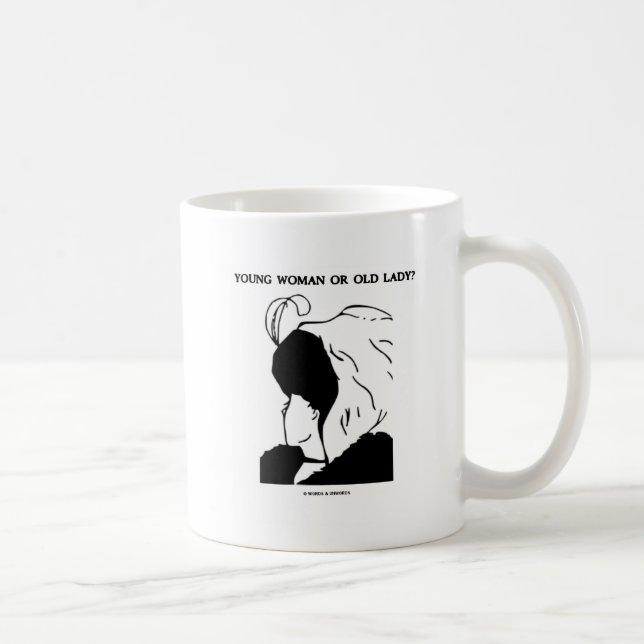 Caneca De Café Mulher Jovem Ou Velhinha? (ilusão óptica) (Direita)
