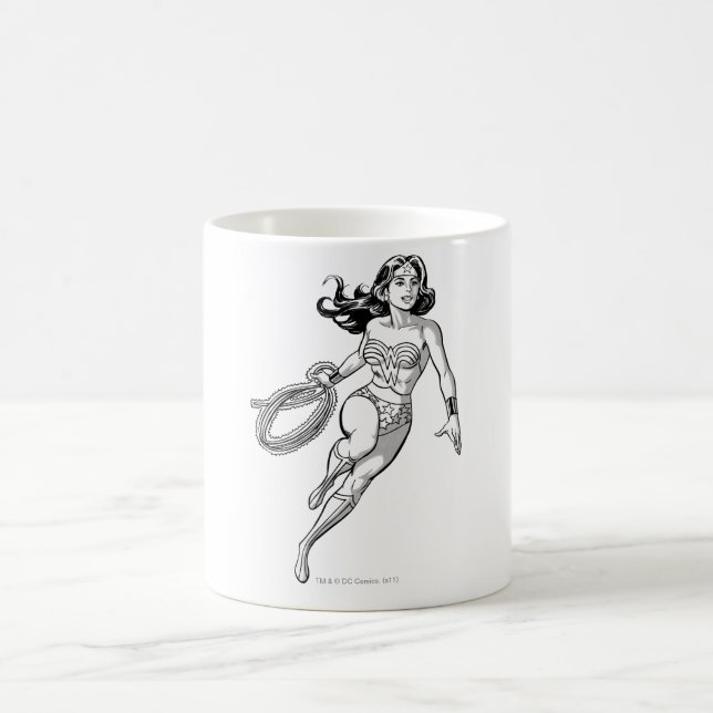 Caneca De Café Mulher Maravilha Laço Preto e Branco (Centro)