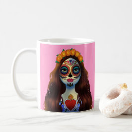 Caneca De Café Mulher Misteriosa Do Crânio