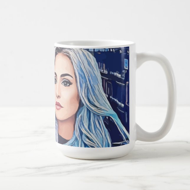 Caneca De Café Mulher Na Arte Abstrato Surreal Da Cidade (Direita)