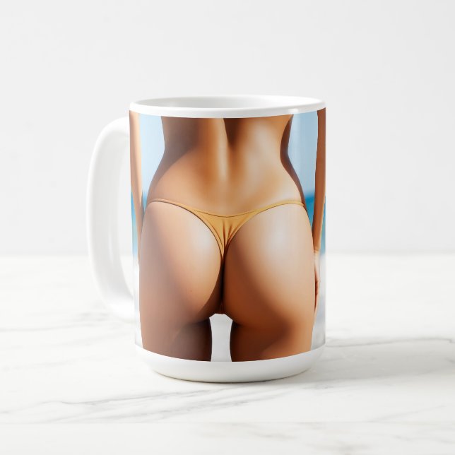 Caneca De Café Mulher na praia (Frente Esquerda)