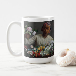 Caneca De Café Mulher Negra com Peonies   Fré dé ric Bazille