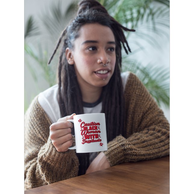Caneca De Café Mulher Negra De Cuidado Com Sassitude (Criador carregado)