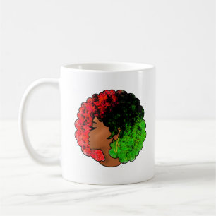 Caneca De Café Mulher negra pan-africana, orgulho verde vermelho