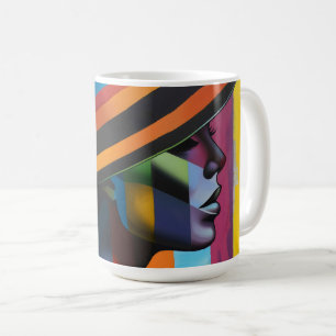 Caneca De Café Mulher no Chapéu Colorido 4 Silhueta em greve