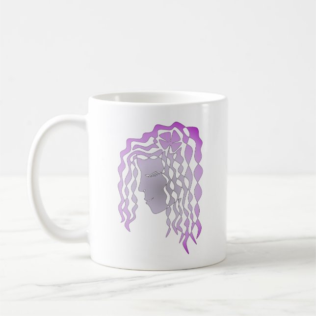 Caneca De Café Mulher Paciente Perpétua Roxa Linha Cinza Arte Mug (Esquerda)