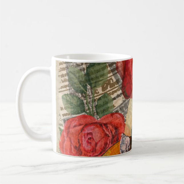 Caneca De Café Mulher Parisiense: Retro Torre Eiffel. (Esquerda)