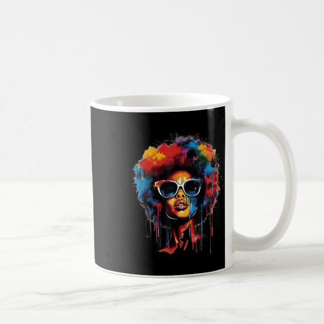 Caneca De Café Mulher Rainha Negra Afro Melanin Tinta Derrubando  (Direita)