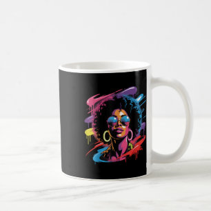 Caneca De Café Mulher Rainha Negra Afro Melanin Tinta Derrubando 