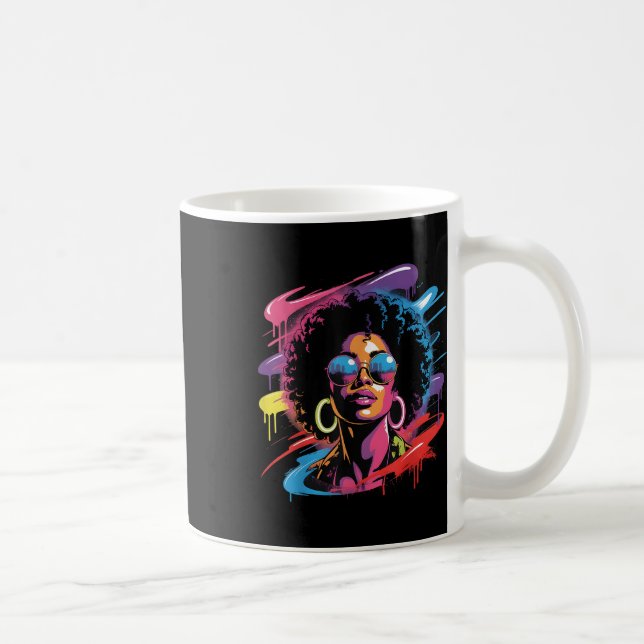 Caneca De Café Mulher Rainha Negra Afro Melanin Tinta Derrubando  (Direita)