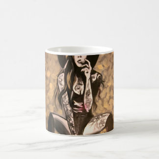 Caneca De Café Mulher Tatuada em Dourado