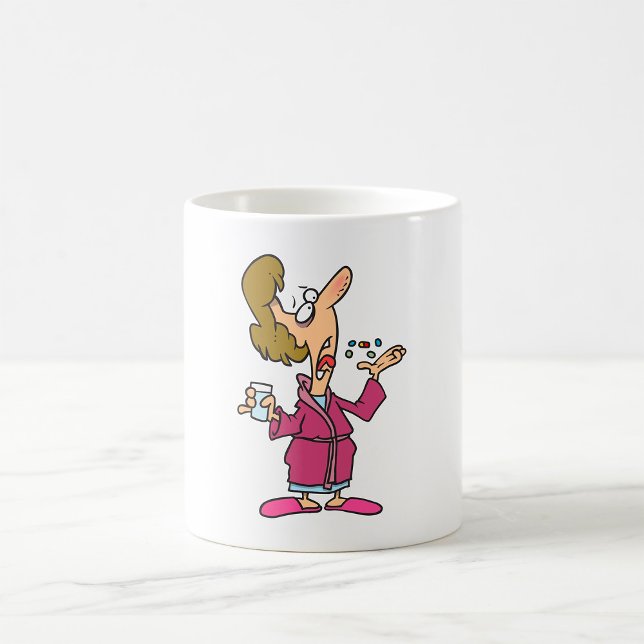 Caneca De Café Mulher Tomando Pílulas (Criador carregado)